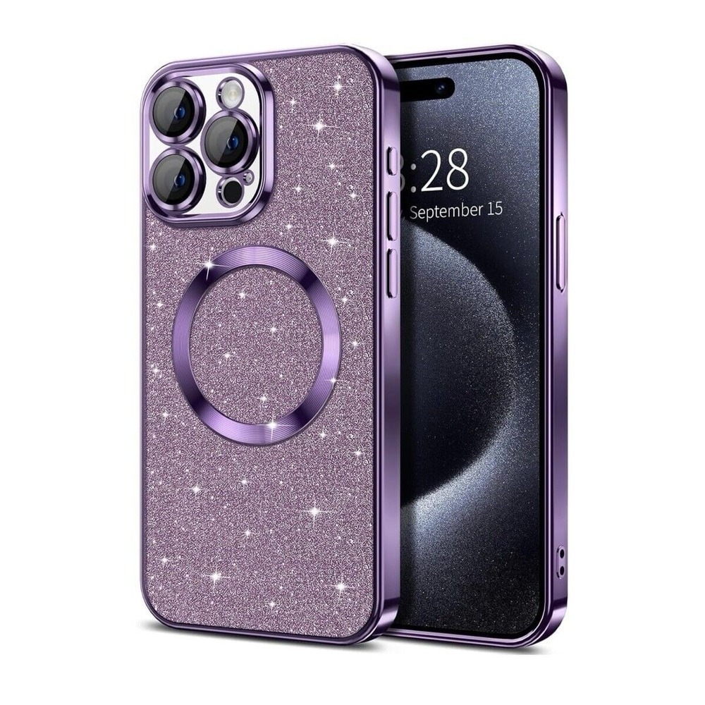 New Hython for iPhone 15 Pro Max Case Glitter, Clear Magnetic Phone Cases camera